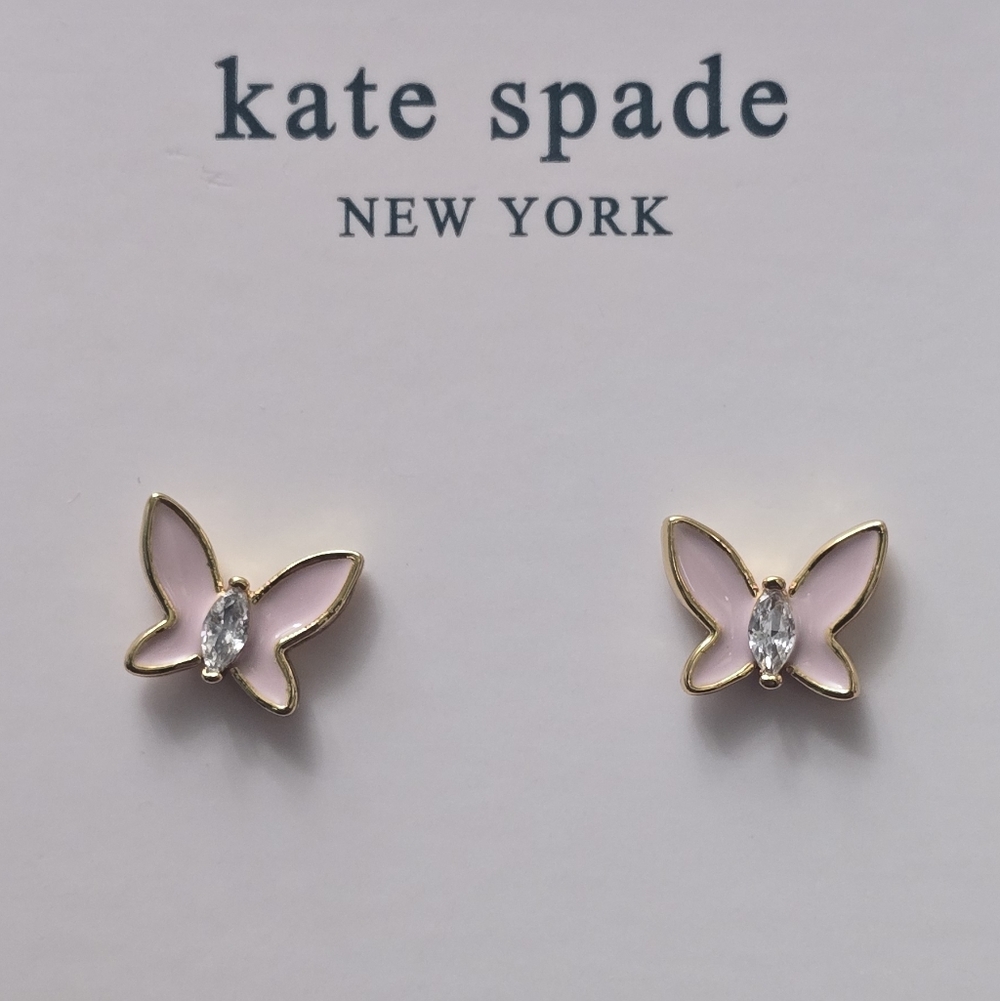 Kate Spade Social Butterfly Pendant Necklace & Studs - Picture 2 of 5